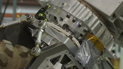Close-up on rotating parts of T1 space robot Stock Footage 99086083