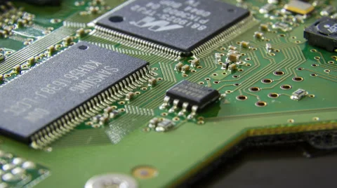 Close rotation of computer laptop hardware and components , 4K 스톡 동영상 46525961