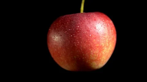 Close-up rotation fresh red apple on black background. Stock Footage 82843811