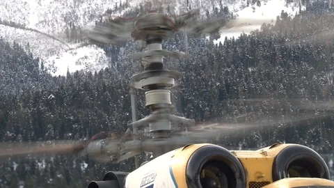 Close-up of rotation of Ka-32 helicopter rotor column Stock Footage 105842620