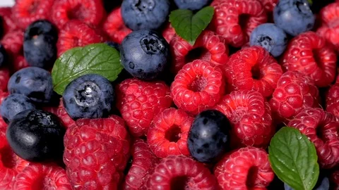 Close Up Rotation Loopable Raspberry. Fresh, Juicy Raspberry Background, Ripe Stock Footage 114842016