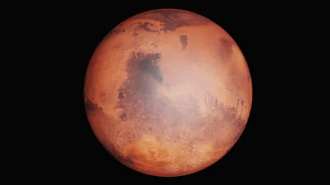 Close-up of the rotation of the planet Mars in space. 스톡 동영상 294505561