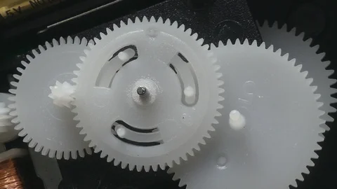 Close-up Rotation of the plastic gears 스톡 동영상 92328203