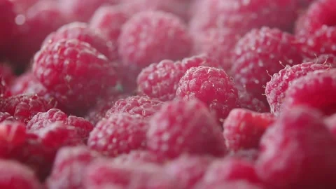 Close up rotation raspberry, Macro red fresh raspberries. Raspberries are Stock Footage 194431136