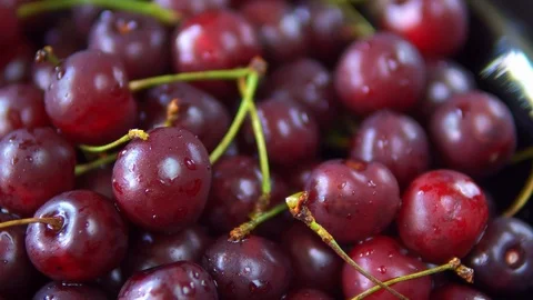 Close-up rotation of red ripe cherry fruit Stock Footage 114764424