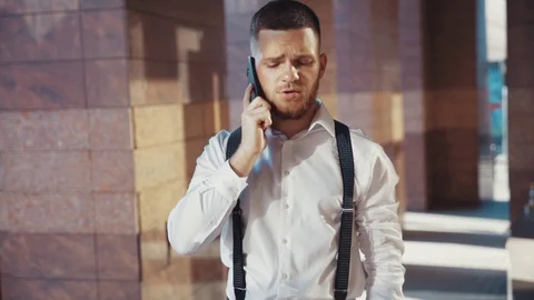 Close up rotation view of brutal bearded young Caucasian man in formal outfit Stock Footage 115667142