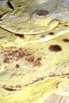 Close up of roti flatbreads side dish for dinner 스톡 사진