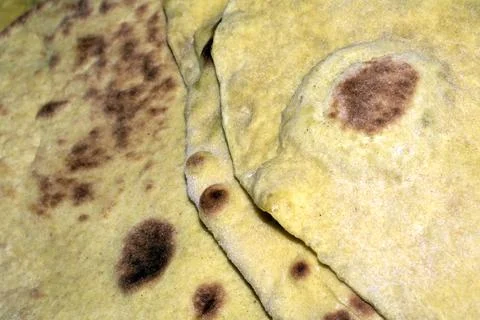 Close up of roti flatbreads side dish for dinner 스톡 사진