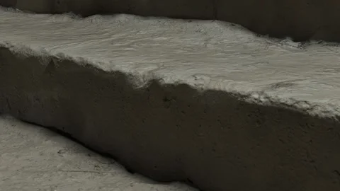 A close-up of the rough concrete steps of the building. Stock Footage 149199164