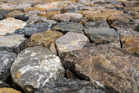Close up of rough cut stone wall, Background. Foto stock