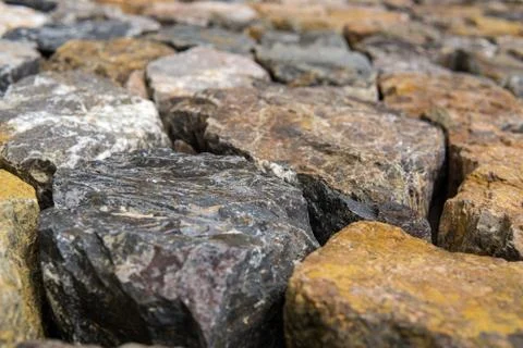 Close up of rough cut stone wall, Background. Foto stock