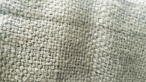 Close-up of rough hessian cloth surface, organic jute textile backdrop Stock Photos