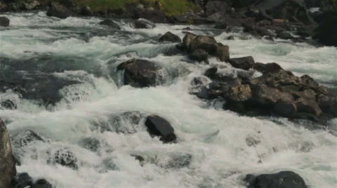 Close up of rough water steam in river Stock Footage 52999458