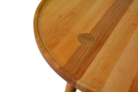 Close Up of Round Wooden Table Surface Foto stock
