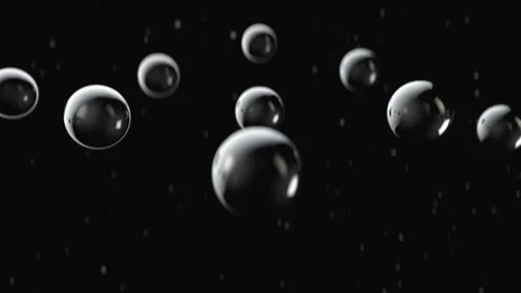 Close up of row black moving changing 3D atoms, liquid circles of droplet balls Vídeos de archivo 137804315