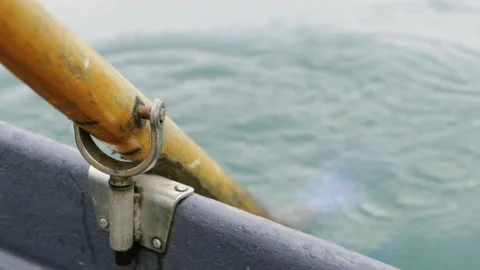 Close-up of rowlock. Close-up of an oar in the process of rowing Stock Footage 196849654