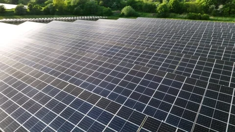 Close-up of rows of solar panels in field. Stock Footage 274607160