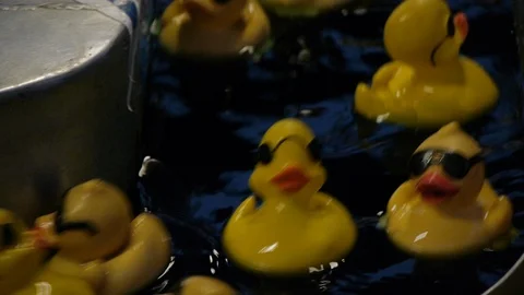 Close Up of Rubber Ducks in Amusement Park Game Stock Footage 92754767