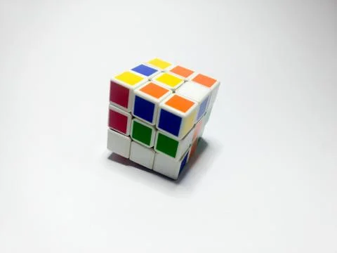 Close up of rubik's cube isolated on white background Stock Photos
