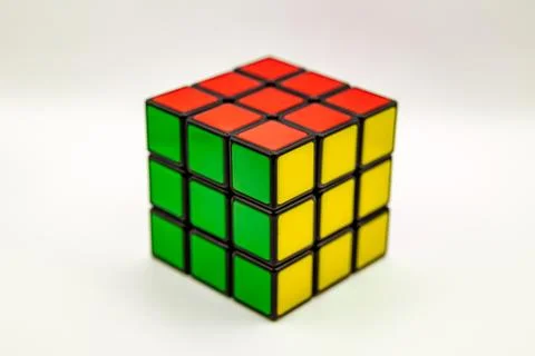 Close-up of Rubik's Cube on a white background Stock Photos