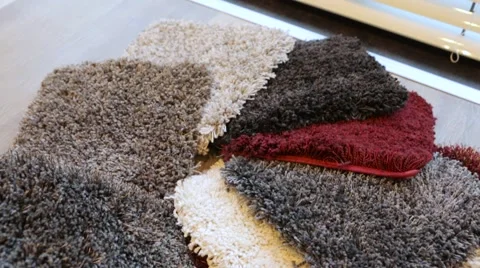 Close up of rug examples in an interior design store. Stock Footage 60255631