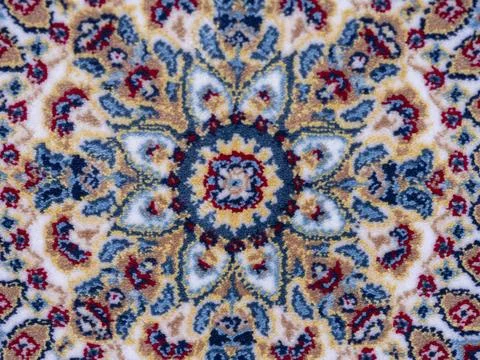 Close-up of rug patterns at bazaar Stock Photos