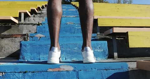 Close-up run up the stairs. Stock Footage 101669527