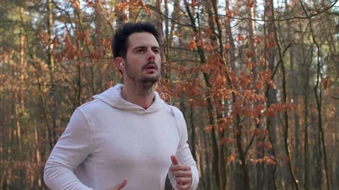 Close up of runner in the forest Stock Footage 102826424