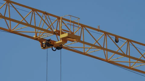 Close-up of a running crane at a construction site， Tanzania  Africa Stock Footage 132329423