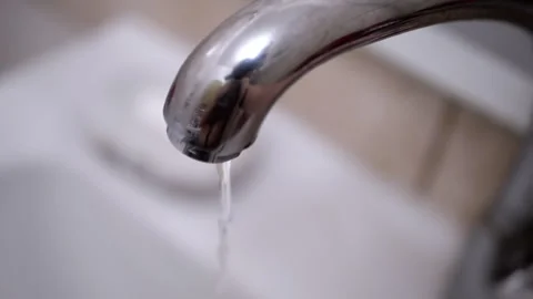 Close-up of Running Faucet, Top view Stock Footage 312009342