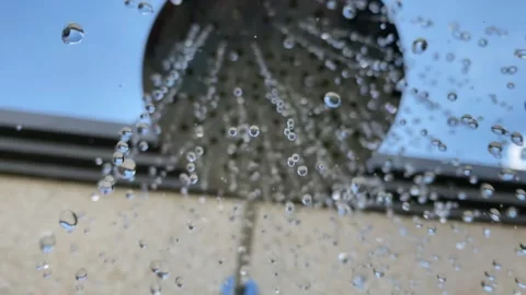 Close-up of running water from shower head Stock Footage 277606381