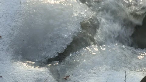 Close up of a rushing creek in winter Stock Footage 49701326