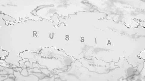Close Up Of Russia Borders. World Map Animation. Video stock 331810916