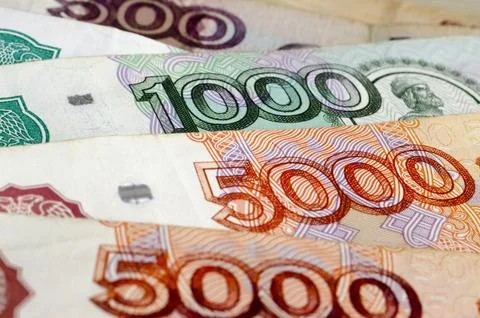 Close-up of Russian banknotes Stock Photos