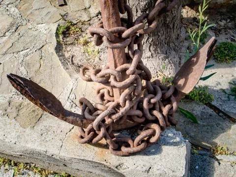 Close-up of rusted anchor Foto stock