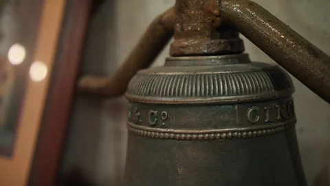 Close up of a rusted antique bell Video stock 89496814
