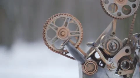 Close-Up of Rusted Gears and Cogs in Industrial Setting Stock Footage 302456550
