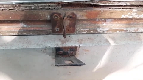 Close up of a rusted lock hinge Stock Footage 284442288