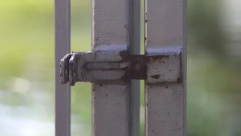 Close Up Of  Rusted metal Latch Stock Footage 257834430