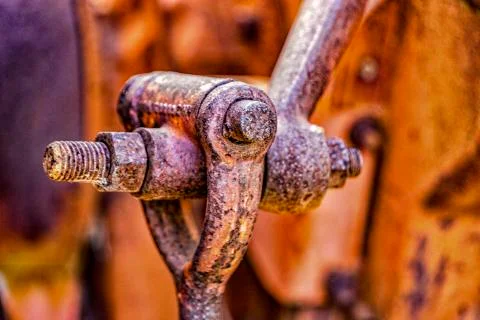 Close-up of rusted tractor joint Stock Photos