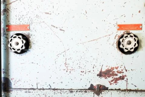 Close up Rustic control panel of old machine,grunge object Stock Photos