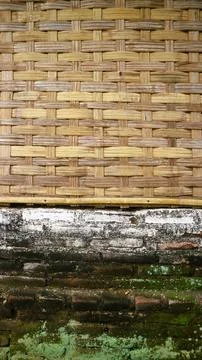 Close-up of a rustic woven bamboo wall Stock Photos