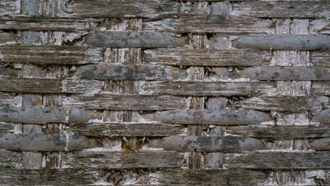 Close-up of a rustic woven bamboo wall Foto stock