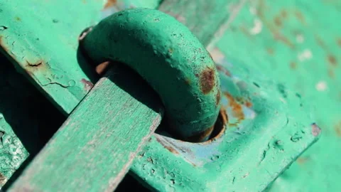 Close-up of a rusty blue paint on metal. Stock Footage 155283142