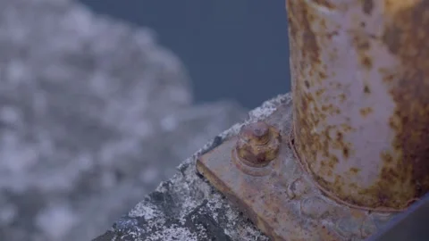 Close Up Rusty Bolt Base Stock Footage 338342518