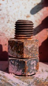 Close-up of a rusty bolt with corroded threads Stock Photos
