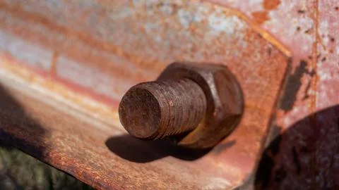 Close-up of a rusty bolt with corroded threads Stock Photos