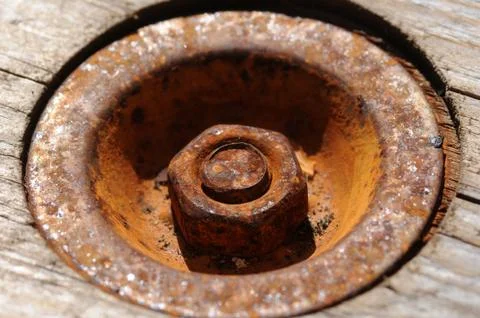 Close up of a rusty bolt Stock Photos
