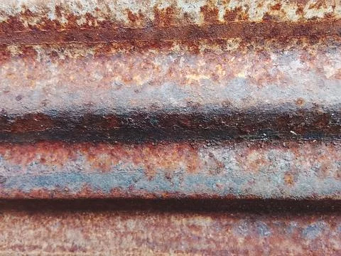 Close-up of a rusty corrugated metal surface Stock Photos