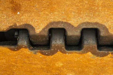 Close up of a rusty excavator's teeth Stock Photos